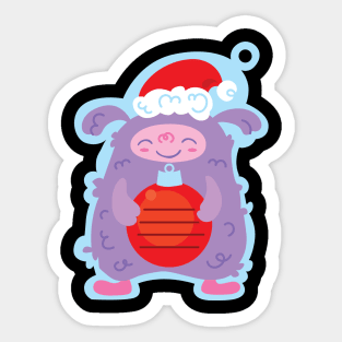 Christmas tag with yeti and Sticker